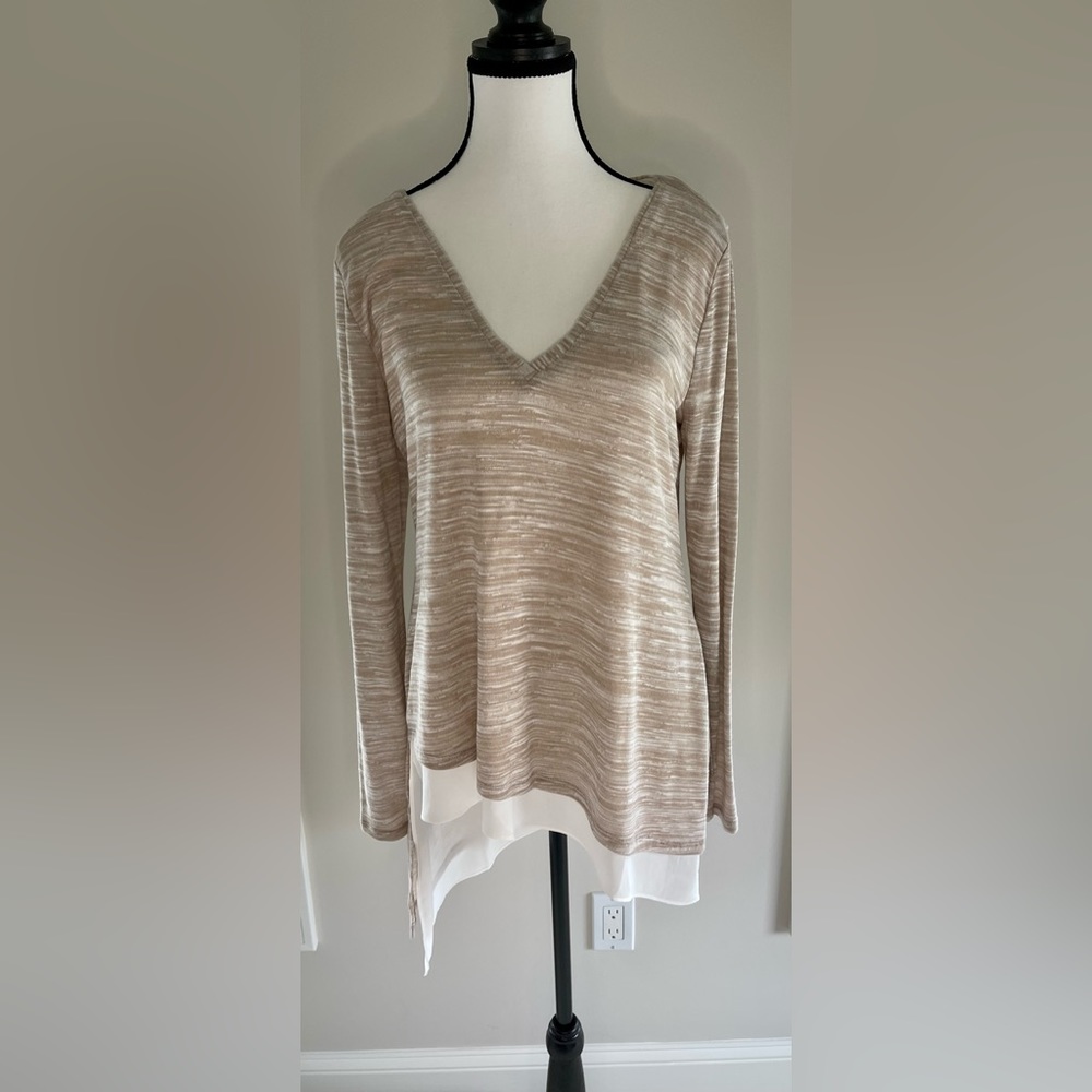 WHBM mixed media v neck tunic